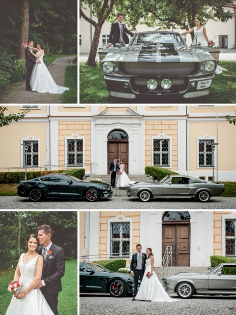 Collage: Hochzeit mit Mustang in Roggenburg