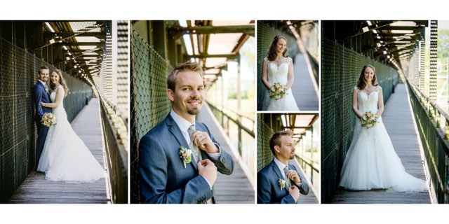 Collage: Hochzeitsportraits an der Bahnbrücke